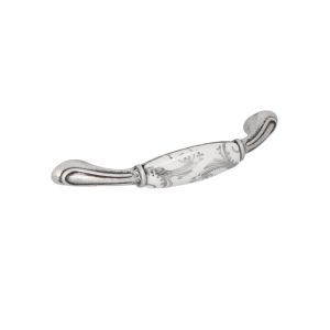 Tirador muebles en zamac y porcel 80 dist entre ejes 96mm plata lote de 6