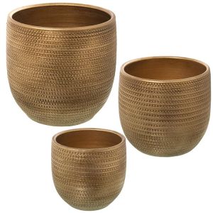 Set 3 maceteros ceramica oro