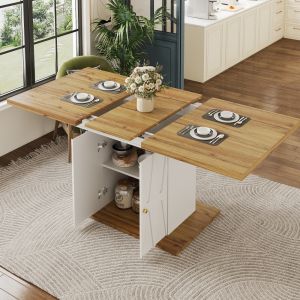 Mesa de comedor extensible cocina salón mdf blanco 76,5x110-140x70cm