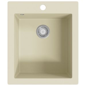 vidaXL fregadero de cocina de granito con un seno beige