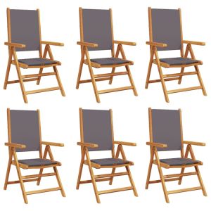 vidaXL sillas de jardín reclinables 6 uds tela madera maciza antracita