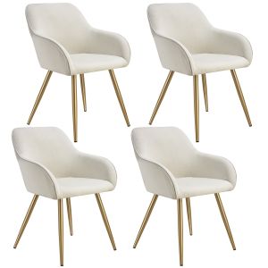 4 sillas de comedor con diseño de pana 58 x 62 x 82 cm crema/oro