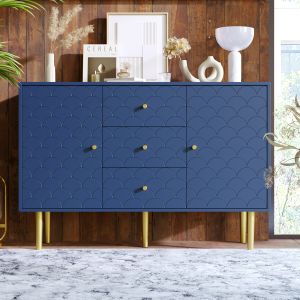 Aparador para salón dormitorio 2 puertas 3 cajones azul marino 83x120x40cm