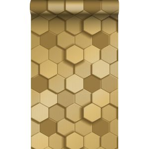 Origin papel pintado estampado hexagonal 3d oro 53 cm x 10.05 m