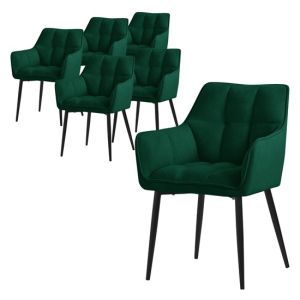 6x sillas de comedor verde de tejido de rizo asiento ergonómico