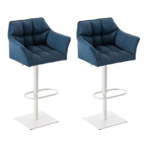 Taburetes de bar modernos - 2 uds - tela azul 64 cm