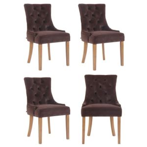 Sillas comedor aberdeen terciopelo marrón - lote 4