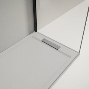 Plato de ducha resina lux gris  70x100cm rejilla acero inox.