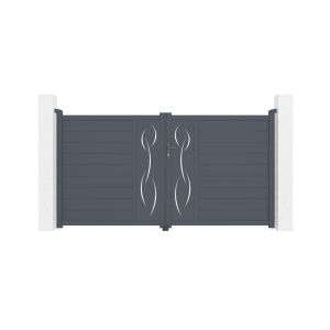 Puerta batiente regulable ancho 3m life h.160cm aluminio gris