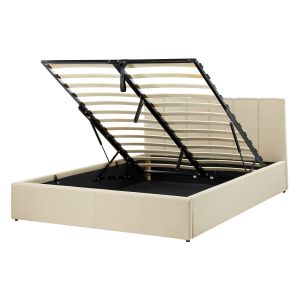 Cama con almacenaje dreux tela beige 140 x 200 cm