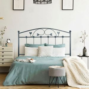 Cabecero de forja manchego, negro azul para cama de 135 cm