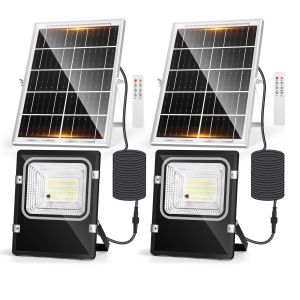 Aigostar foco solar exterior 50w con mando a distancia cct, 2pcs