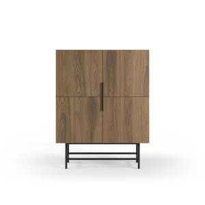 Aparador alto 4 puertas, acabado en roble oscuro, altura 128 cm - rima