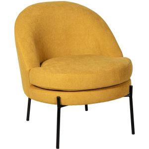 Sillon tela mostaza patas metal negro