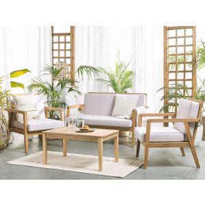 Conjunto de jardín con mesa 4 plazas pallano madera de acacia gris pardo