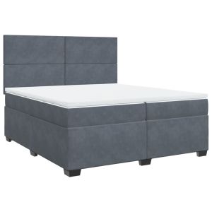 vidaXL cama box spring con colchón terciopelo gris oscuro 200x200 cm