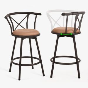 Meubles cosy - taburetes bar - juego de 2, marrón - 73x46x103 cm