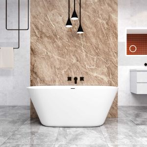 Bañera exenta de acrílico ovalada con desagüe-blanco-1500x700x580mm