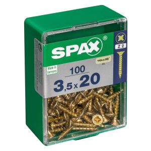 Caja 100 unid. Tornillo madera spax cabeza plana yellox 3,5x20mm