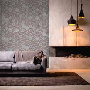 Papel pintado tnt cubos 3d combinados rosa y gris