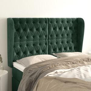 Cabecero con orejas de terciopelo verde oscuro 163x23x118/128cm eso2941