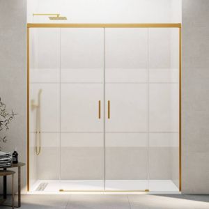 Mampara basic spazio 2 puertas + 2 fijos serigrafiado oro 200 cm
