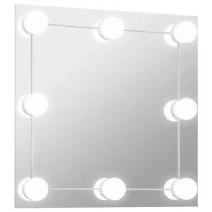 vidaXL espejo de pared con luces LED cuadrado de vidrio