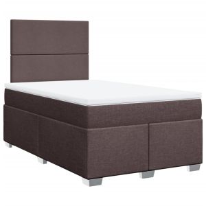vidaXL cama box spring con colchón tela marrón oscuro 120x200 cm