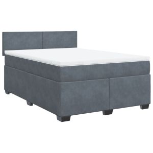 vidaXL cama box spring con colchón terciopelo gris oscuro 140x190 cm