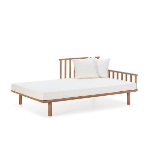 Sofa 170x80x70 madera teca, tela blanca