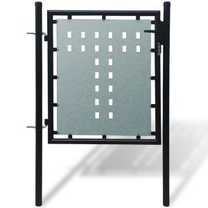 vidaXL puerta de valla individual negra de 100 x 75 cm