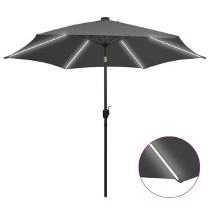 Sombrilla de jardín luces LED palo de aluminio antracita 300 cm eerf3567