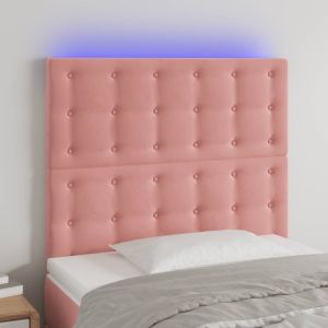 Cabecero con luces LED terciopelo rosa 90x5x118/128 cm eso2390