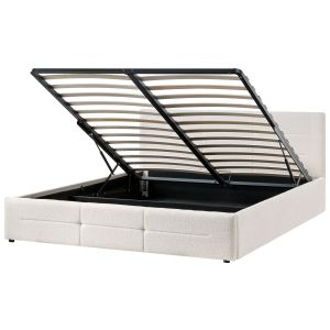 Cama con almacenaje massognes bouclé blanco crema 180 x 200 cm