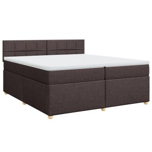 vidaXL cama box spring con colchón tela marrón oscuro 200x200 cm