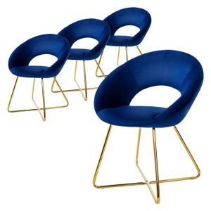 4x silla de comedor/salón asiento ergonómico terciopelo azul