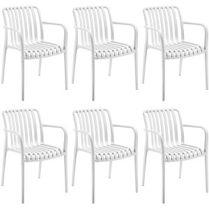 Set de 6 sillas de jardín apilables y 54,5x58x80,5 cm, blanco