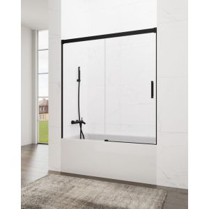 Mampara de bañera frontal + corredera basic 160-165cm transparente negro