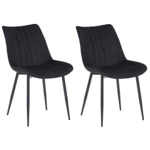 Sillas de comedor tapizadas - terciopelo negro - 2 uds