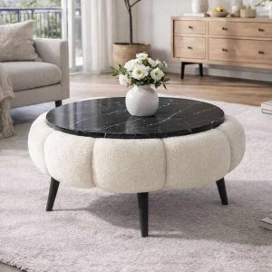 Mesa baja de madera papatya 60" - 60 x 60 x 44 cm - blanco
