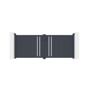 Puerta abatible 3m giona al.120cm aluminio gris + 2 postes 20x20cm al.166cm
