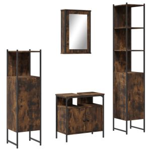 vidaXL set de muebles baño 4 pzas madera contrachapada roble ahumado