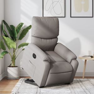 Sillón eléctrico reclinable elevable de tela gris taupe qweo7015