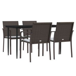 vidaXL juego comedor jardín 5 piezas y cojines ratán sintético y acero