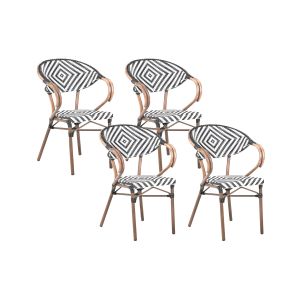 Conjunto de 4 sillas de jardín caspri ratán sintético negro/blanco