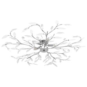 vidaXL lámpara de techo brazos cristal forma hoja 5 bombillas blanco
