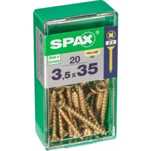 Caja 20 unid. Tornillo madera spax cabeza plana yellox 3,5x35mm