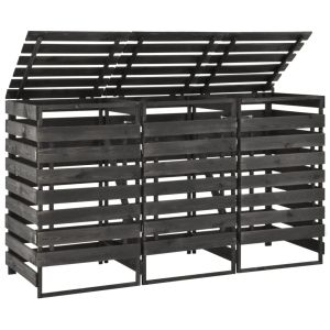 Cobertizo triple cubos basura madera pino pintada 210x75x121cm es8695