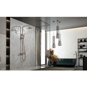 Conjunto ducha termostático monza oro rosa cepillado-imex