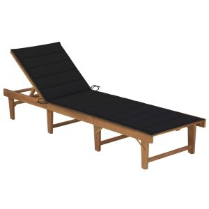 vidaXL tumbona plegable con cojín madera maciza de acacia